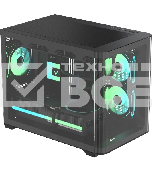 Компьютерный корпус AeroCool/Formula Crystal U2M Floe черный без БП mATX 1xUSB 3.0 1xUSB3.1 audio bott PSU