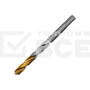 Сверло спиральное по металлу Denzel 9 x 125мм, Р6М5, Golden Tip