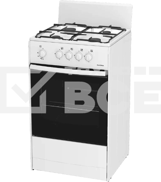 Плита газовая Darina S GM 441 001 W белый/черный, конфорок 4 шт, духовка 50 л, 50 см x 85 см x 51 см