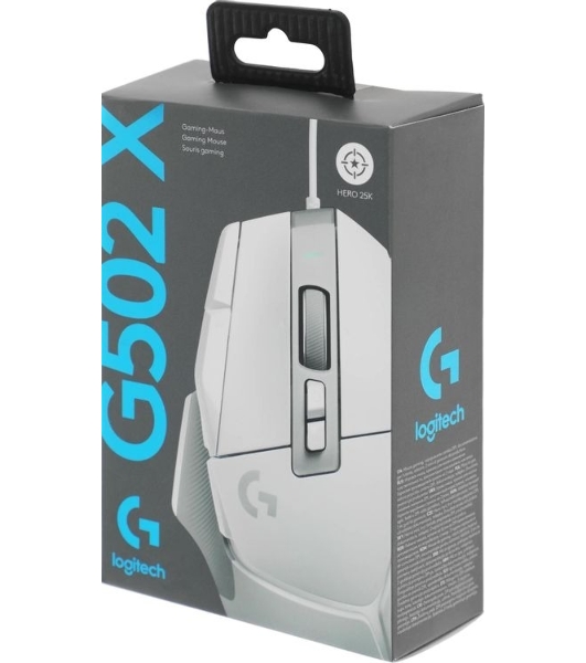 Мышь проводная Logitech G502 X белый, 25600 dpi, USB, кнопки - 13