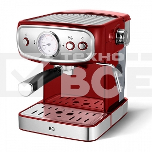 Кофеварка рожковая BQ CM1006 красный-стальной, исп. кофе - молотый, 1,5 л, 850 Вт, 15 Бар.
