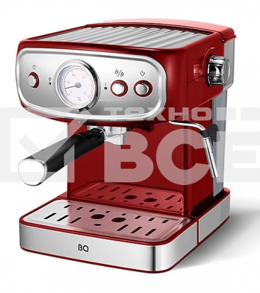 Кофеварка рожковая BQ CM1006 красный-стальной, исп. кофе - молотый, 1,5 л, 850 Вт, 15 Бар.