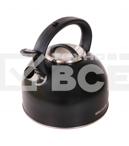 Чайник WILLMARK WTK-4810SS (4л, со свистком, с крышкой, нейлон ручка, техн. Easy spout open) черный