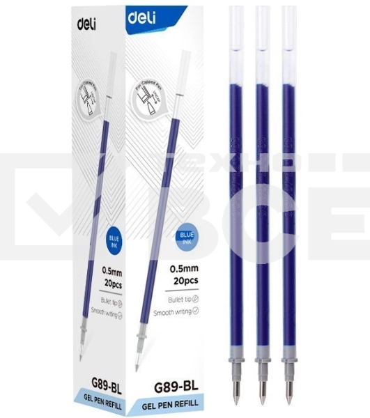 Стержень для гелевых ручек Deli EG89-BL 0.5мм, синий, блистер