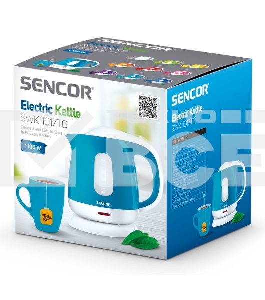 Чайник электрический Sencor SWK 1017TQ 1 л, 1100 Вт, голубой