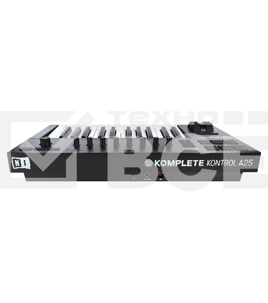 Клавиатура MIDI [25230] Native Instruments [KOMPLETE KONTROL A25] 25 клавиш, полувзвешенная, 8 ручек управления, колеса высоты тона и модуляции, 4-позиционный энкодер, OLED-дисплей, TRS-вход для педали, USB-порт
