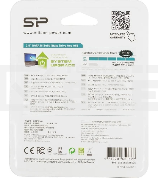 Накопитель SSD Silicon Power Ace A55, 512Gb, SATA III, 2.5