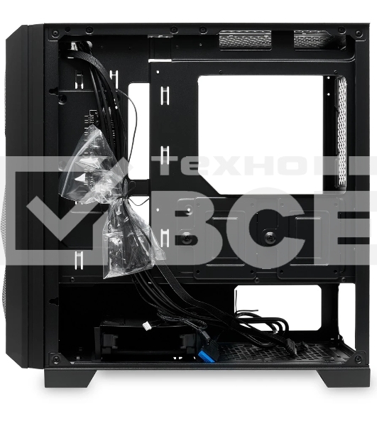 Компьютерный корпус без блока питания HSPD M340, Mesh Mid Tower, черный, TG, 0.5 SPCC, no fans, mATX, mITX, 165/350/200мм, 2x2.5