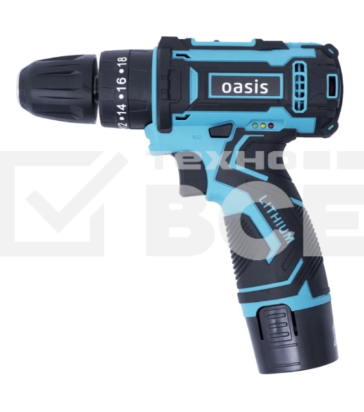 Дрель-шуруповерт Oasis ASD-12S, 12 В, 2 Ач, 22 Нм, щеточный