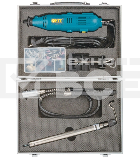 Мини-дрель FIT 80592 135 Вт; 10000-32000 об/мин; 2,4/3,2 мм; БС щеток; набор насадок ; алюмин. Кейс