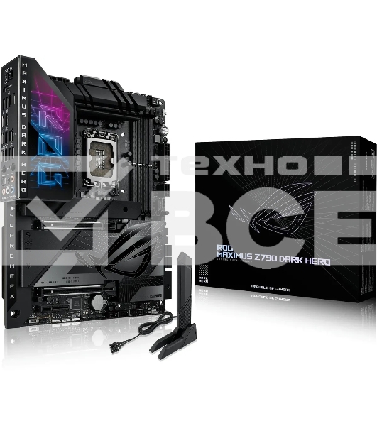 Материнская плата ASUS ROG MAXIMUS Z790 DARK HERO, LGA 1700, Intel Z790, 4xDDR5, 4xSATA, 5xM.2, 1xPCIe 5.0 x8, 1xPCIe 5.0 x16, 1xHDMI, 2xUSB-C 3.2 Gen 2, 1x 2.5Gb LAN, 4xUSB-A 3.2 Gen 1, 5xUSB-A 3.2 Gen 2, 5x3.5 мм, 7.1, Standard-ATX