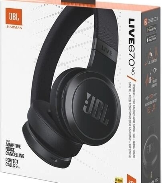 Беспроводные/проводные наушники JBL Live 670NC черный, накладные, Bluetooth + проводной, адаптивное шумоподавление, быстрая зарядка