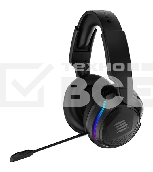 Гарнитура беспроводная игровая Mad Catz P.I.L.O.T. PRO черные (Bluetooth, 2.4 гГц, 3.5 мм jack, RGB подсветка, 50 мм, 930 мА·ч)