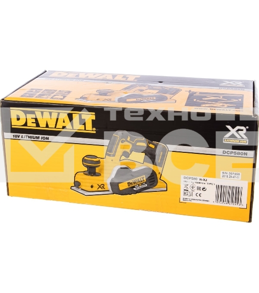 Аккумуляторный бесщеточный рубанок XR DeWalt DCP580N-XJ черный/желтый