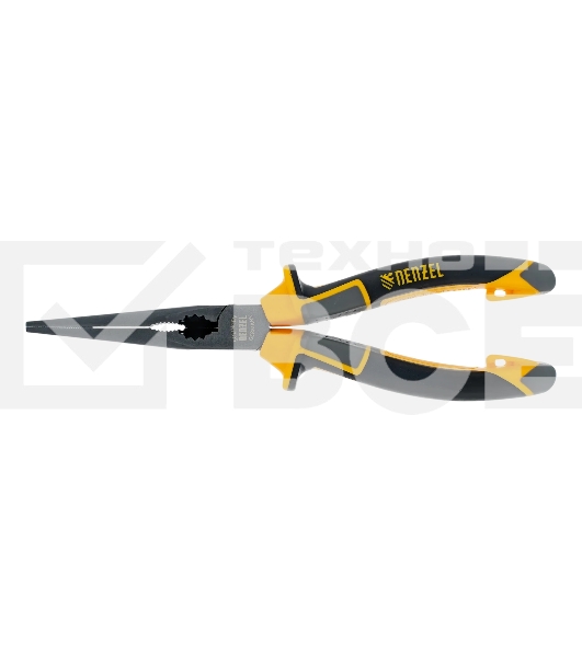 Длинногубцы прямые Denzel 205 мм, трехкомпонентные рукоятки