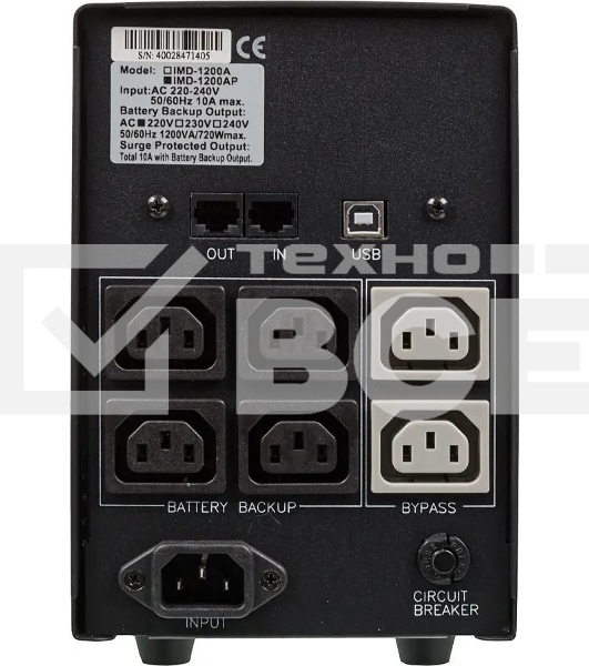 Источник бесперебойного питания Powercom Imperial IMD-1200AP 720Вт 1200ВА черный