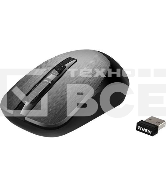 Мышь беспроводная SVEN RX-380W серый металлик, 1600 dpi, радиоканал, USB, кнопки - 4