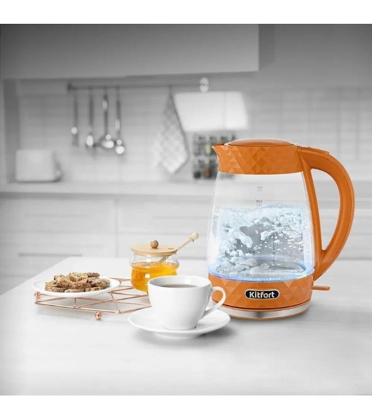Чайник электрический Kitfort KT-6123-4 2л. 2200Вт оранжевый (корпус: стекло)
