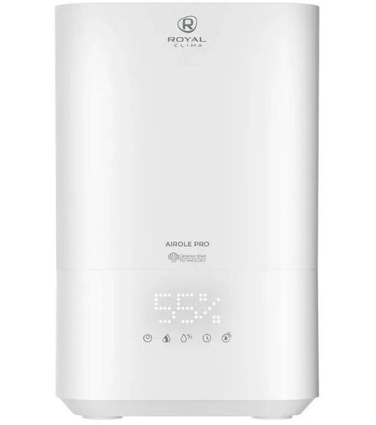 Увлажнитель воздуха Royal Clima RUH-ARP450/5.0E-WT белый, 40 м², 5 л, ультразвуковой, производительность 400 мл/ч, гигростат, сенсорное управление, верхний залив воды