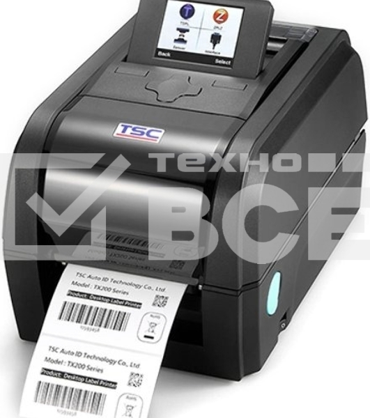 Принтер этикеток TSC TX210 (TX210-A001-1202) термотрансферная печать и прямая термопечать, 203 dpi, 203 мм/сек, USB, RS-232, Ethernet, USB Host, чёрный