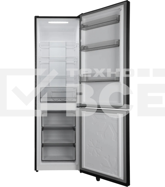 Холодильник Hyundai CC35083F черное стекло двухкамерный 240/95л морозилка снизу, No Frost