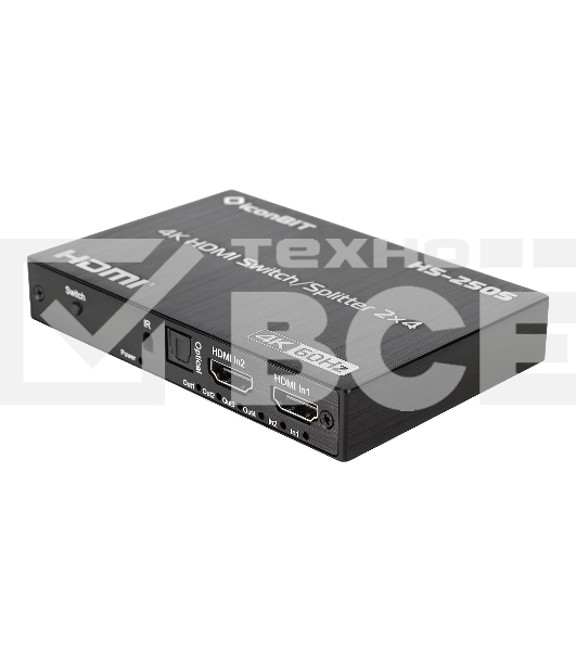 Коммутатор, усилитель распределитель IconBIT HS-2505 2х4, поддержка 4K60