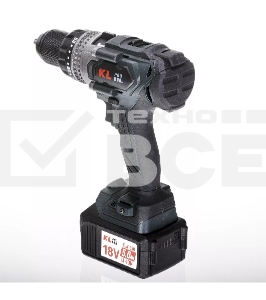 Профессиональный аккумуляторный бесщеточный ударный шуруповерт Klpro KLDM18BHX-50 (18В, Li-ion-2шт, 5.0А·ч, 150Нм, 2 скорости, подсветка, магнитная бита,З/У,в кейсе)