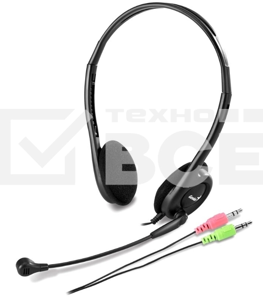 Гарнитура Genius HS-200C чёрный, проводная, 2 x mini jack 3.5 мм, подвижный микрофон