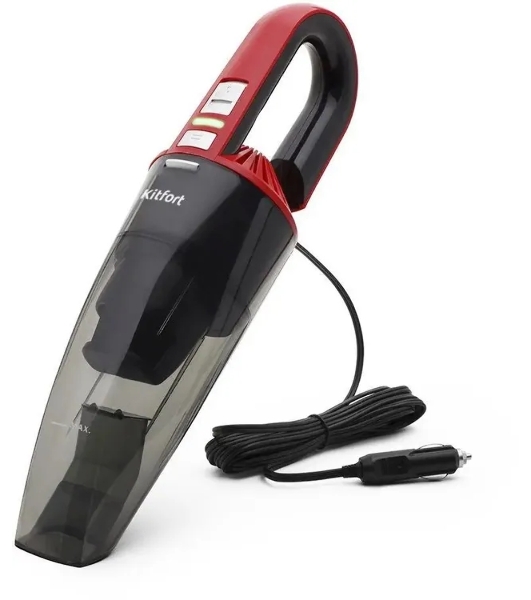Пылесос ручной Kitfort КТ-537-2 черный/красный, 35/75 Вт, уборка сбор жидкости/сухая, пылесборник контейнер 0,4 л