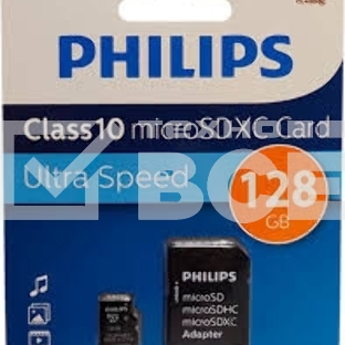 Флеш карта microSD 128GB PHILIPS microSDHC Class 10 (SD адаптер)