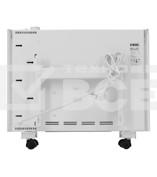Конвектор Denzel XCE-1000 белый, 1000 Вт, 15 м2, термостат