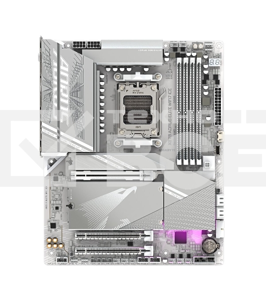 Материнская плата Gigabyte X870 AORUS ELITE WIFI7 ICE, AM5, AMD X870, 4xDDR5, 4xSATA, 4xM.2, 1xPCI-E 5.0 x16, 1xPCI-E 4.0 x4, 1xPCI-E 3.0 x2, 1xHDMI, 1x 2.5Gb LAN, 2xUSB-C 4.0, 2xUSB 3.2 Gen 2, 4xUSB 3.2 Gen 1, 4xUSB 2.0, 2x3.5 мм, 7.1, ATX