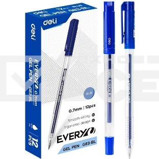 Ручка гелевая Deli EveryU EG83-Bl прозрачный d=0.7мм син. черн. 1стерж. кругл.