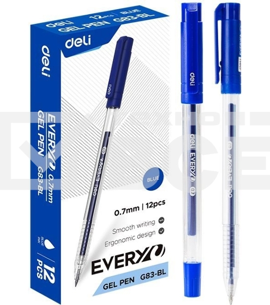 Ручка гелевая Deli EveryU EG83-Bl прозрачный d=0.7мм син. черн. 1стерж. кругл.