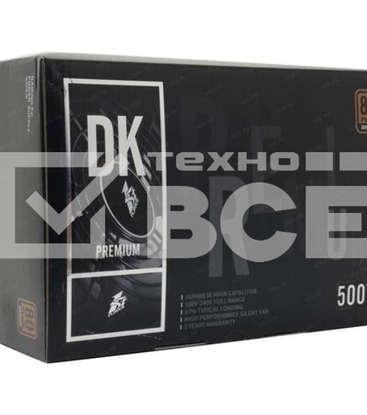 Блок питания 1STPLAYER DK PREMIUM PS-500AX, 500Вт, 80 PLUS Bronze, 120мм, черный