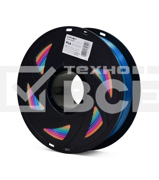 Филамент Crown Micro CM-FILPLAST014PBY PLA Silk тройной 1.75 1кг пурпурный-синий-фл.жёлтый