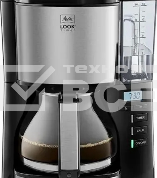 Кофеварка капельная Melitta Look V Therm Timer Black Filter черный/нержавеющая сталь, исп. кофе - молотый, 1.25 л, 1000 Вт