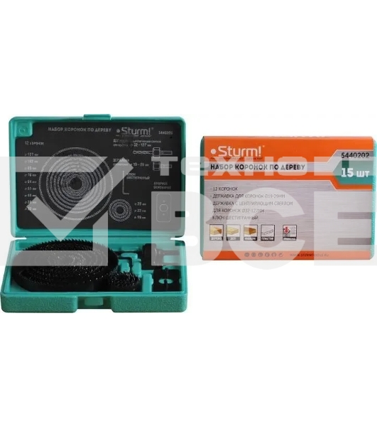 Набор коронок Sturm! 5440202 по дереву (15пред.) для шуруповертов