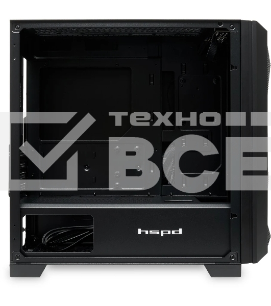 Компьютерный корпус без блока питания HSPD M340, Mesh Mid Tower, черный, TG, 0.5 SPCC, no fans, mATX, mITX, 165/350/200мм, 2x2.5