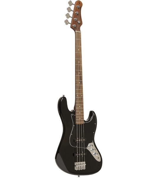 Бас-гитара STAGG SBJ-30 BLK 4-х струнная форма Jazz Bass, корпус павловния, гриф клен, накладка грифа палисандр, 20 ладов, мензура 867 мм, колки никелированные, бридж JB Classic, звукосниматели 2xJB, регуляторы 2x громкости, 1x тона, цвет черный