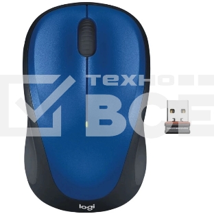 Мышь беспроводная Logitech M235 синий/черный, 1000 dpi, радиоканал, USB, кнопки - 3