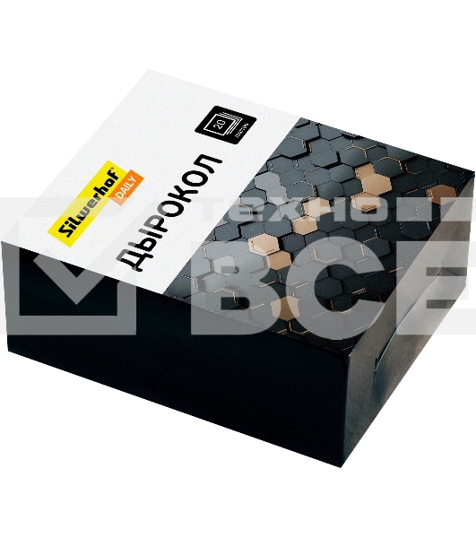 Дырокол Silwerhof Daily, до 20 листов, металл черный, отверстий: 2, с линейкой