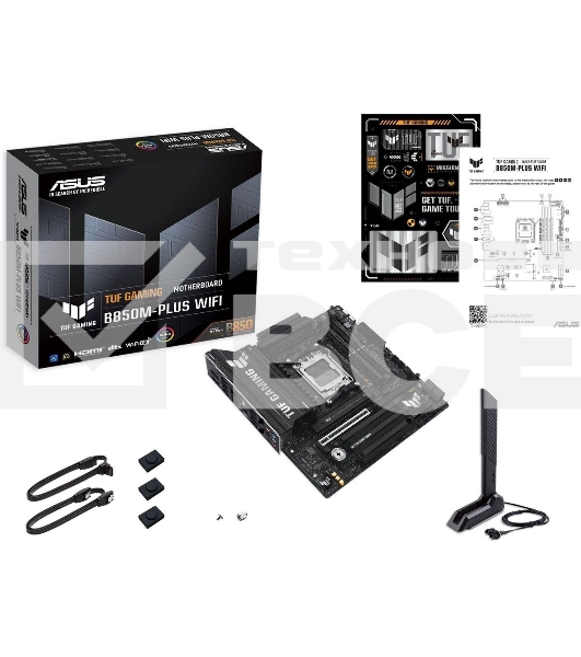 Материнская плата ASUS TUF GAMING B850M-PLUS WIFI, AM5, AMD B850, 4xDDR5, 4xSATA, 3xM.2, 1xPCIe 4.0 x16, 1xHDMI, 1xDP, 1x 2.5Gb LAN, 1xUSB-C 20Gbps, 3xUSB-A 10Gbps, 4xUSB-A 5Gbps, 4xUSB-A 2.0, 7.1, micro-ATX