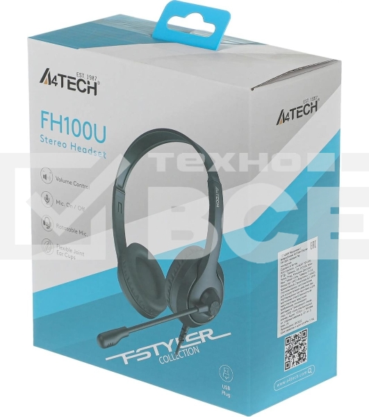Гарнитура A4Tech FStyler FH100U чёрный, проводная, USB