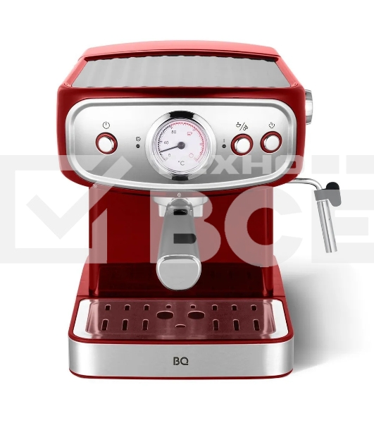 Кофеварка рожковая BQ CM1006 красный-стальной, исп. кофе - молотый, 1,5 л, 850 Вт, 15 Бар.