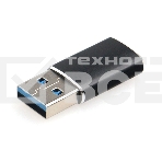 Переходник USB3.1 Cablexpert A-USB3.1-AMCF, AM/Type-C(F), 5Гбит/с, QC3.0, метал.корпус, Pro, черный, пакет, фото2