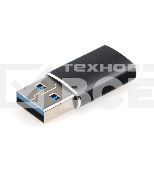 Переходник USB3.1 Cablexpert A-USB3.1-AMCF, AM/Type-C(F), 5Гбит/с, QC3.0, метал.корпус, Pro, черный, пакет