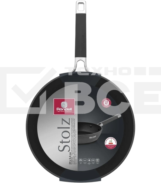 Сковорода Rondell Stolz RDA-1765, 24см, без крышки, серый