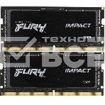 Оперативная память Kingston Fury Impact, DDR5, 64GB (2x32GB), 4800MHz, CL38, SO-DIMM, фото 1