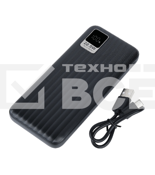 Портативный аккумулятор Perfeo Powerbank WATERFALL 10000 mAh/LED дисплей/PD + QC 3.0/Type-C/2 USB/Выход: 5A, max 22.5Wчерный (PF_E1469)